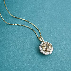  Certified & Appraised AAA Turkizite and Luxuriant Lab Grown Diamond G-H, SI 4.50 ctw Pendant Necklace 20 Inches in 10K Yellow Gold 