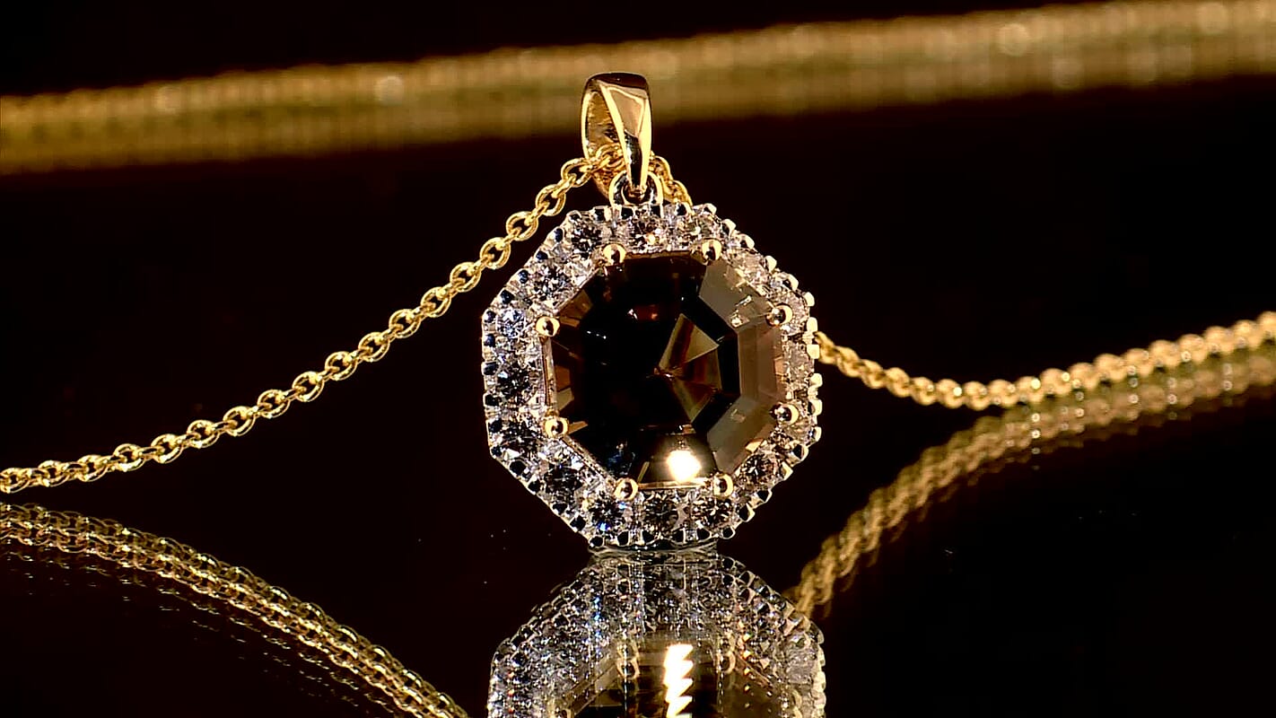 Certified & Appraised AAA Turkizite and Luxuriant Lab Grown Diamond G-H, SI 4.50 ctw Pendant Necklace 20 Inches in 10K Yellow Gold
