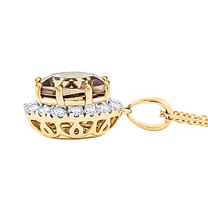  Certified & Appraised AAA Turkizite and Luxuriant Lab Grown Diamond G-H, SI 4.50 ctw Pendant Necklace 20 Inches in 10K Yellow Gold 