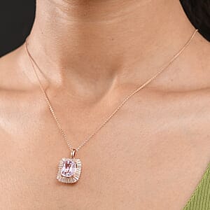 D'Joy AAA Martha Rocha Kunzite, Moissanite Pendant Necklace in 18K Vermeil RG Over Sterling Silver 6.90 ctw  (20 Inches)