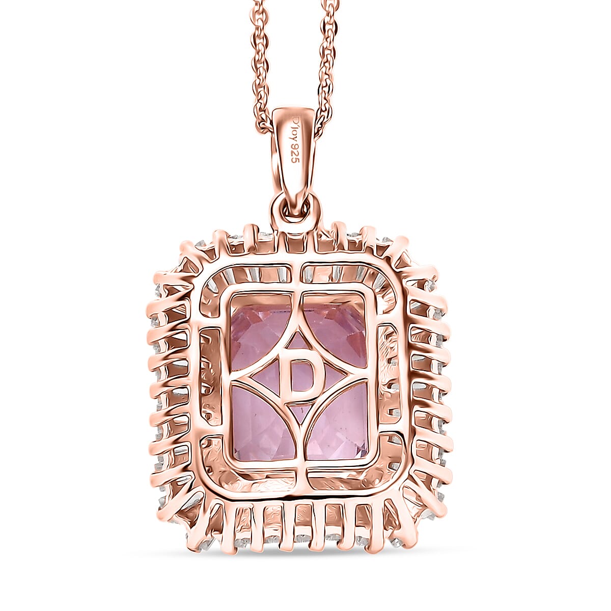 D'Joy AAA Patroke Kunzite and Moissanite 6.90 ctw Pendant Necklace in 18K Vermeil Rose Gold Over Sterling Silver 20 Inches image number 4