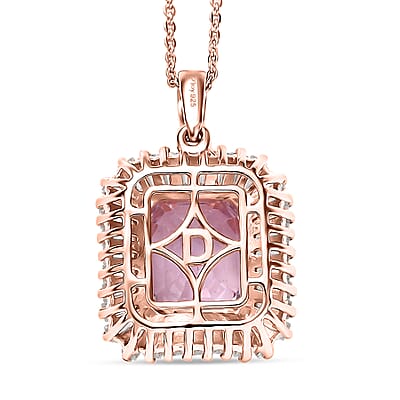 D'Joy AAA Martha Rocha Kunzite, Moissanite Pendant Necklace in 18K Vermeil RG Over Sterling Silver 6.90 ctw  (20 Inches)