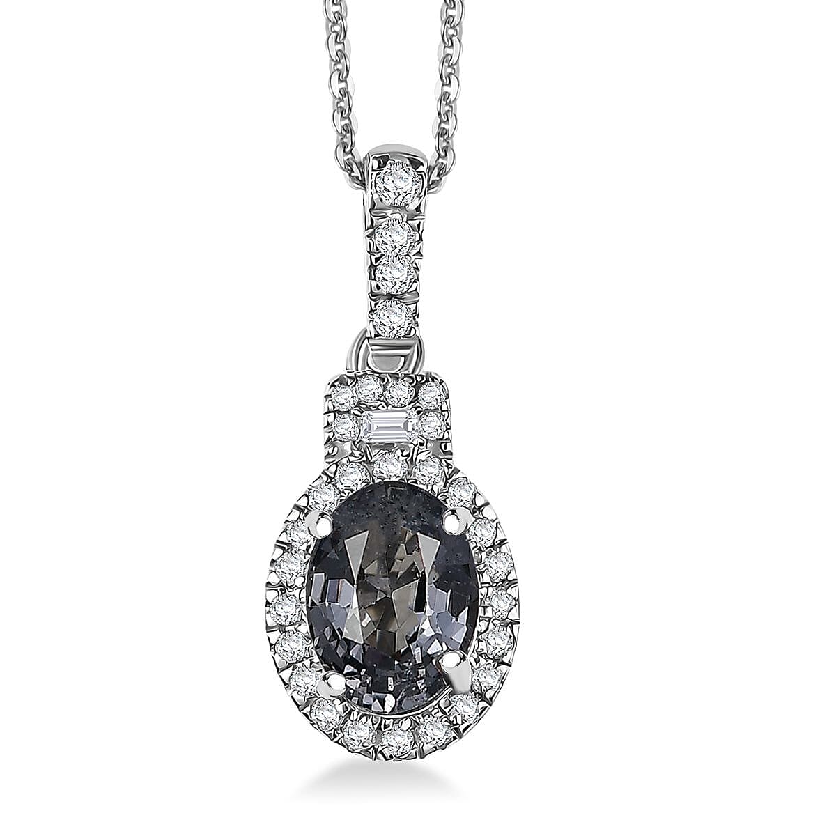 D'Joy Platinum Spinel, Moissanite Shadow Empress Pendant Necklace (20 Inches) in Rhodium Over Sterling Silver 1.75 ctw image number 0