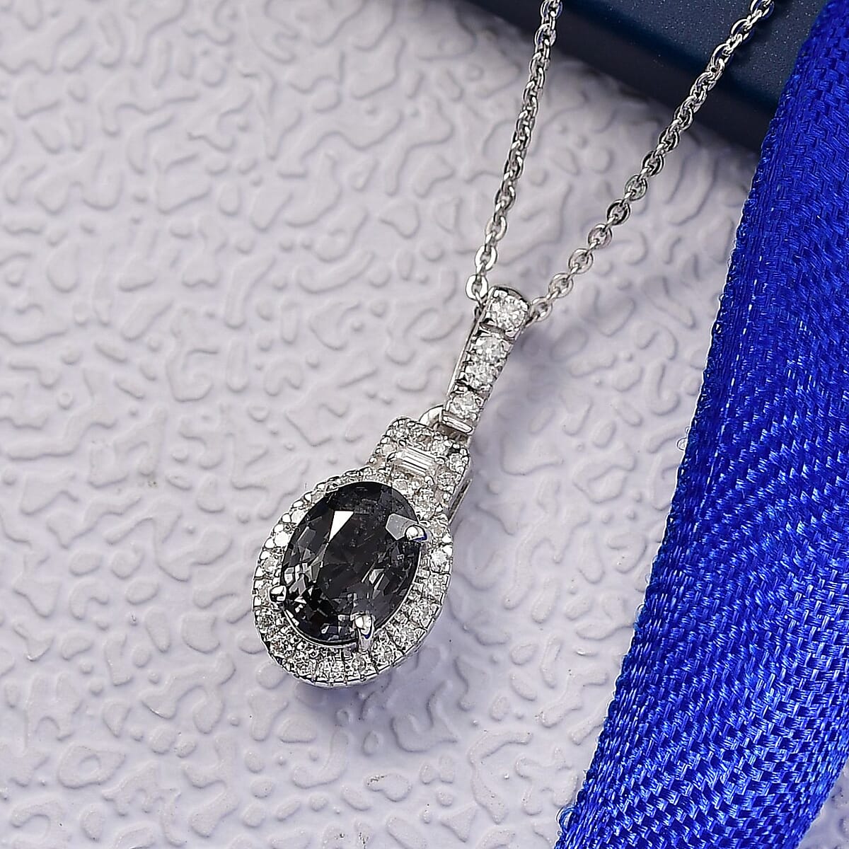 D'Joy Platinum Spinel, Moissanite Shadow Empress Pendant Necklace (20 Inches) in Rhodium Over Sterling Silver 1.75 ctw image number 1