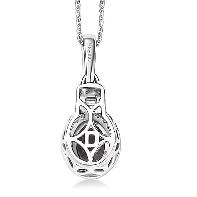 D'Joy Platinum Spinel, Moissanite Shadow Empress Pendant Necklace (20 Inches) in Rhodium Over Sterling Silver 1.75 ctw
