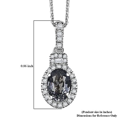 D'Joy Platinum Spinel, Moissanite Shadow Empress Pendant Necklace (20 Inches) in Rhodium Over Sterling Silver 1.75 ctw