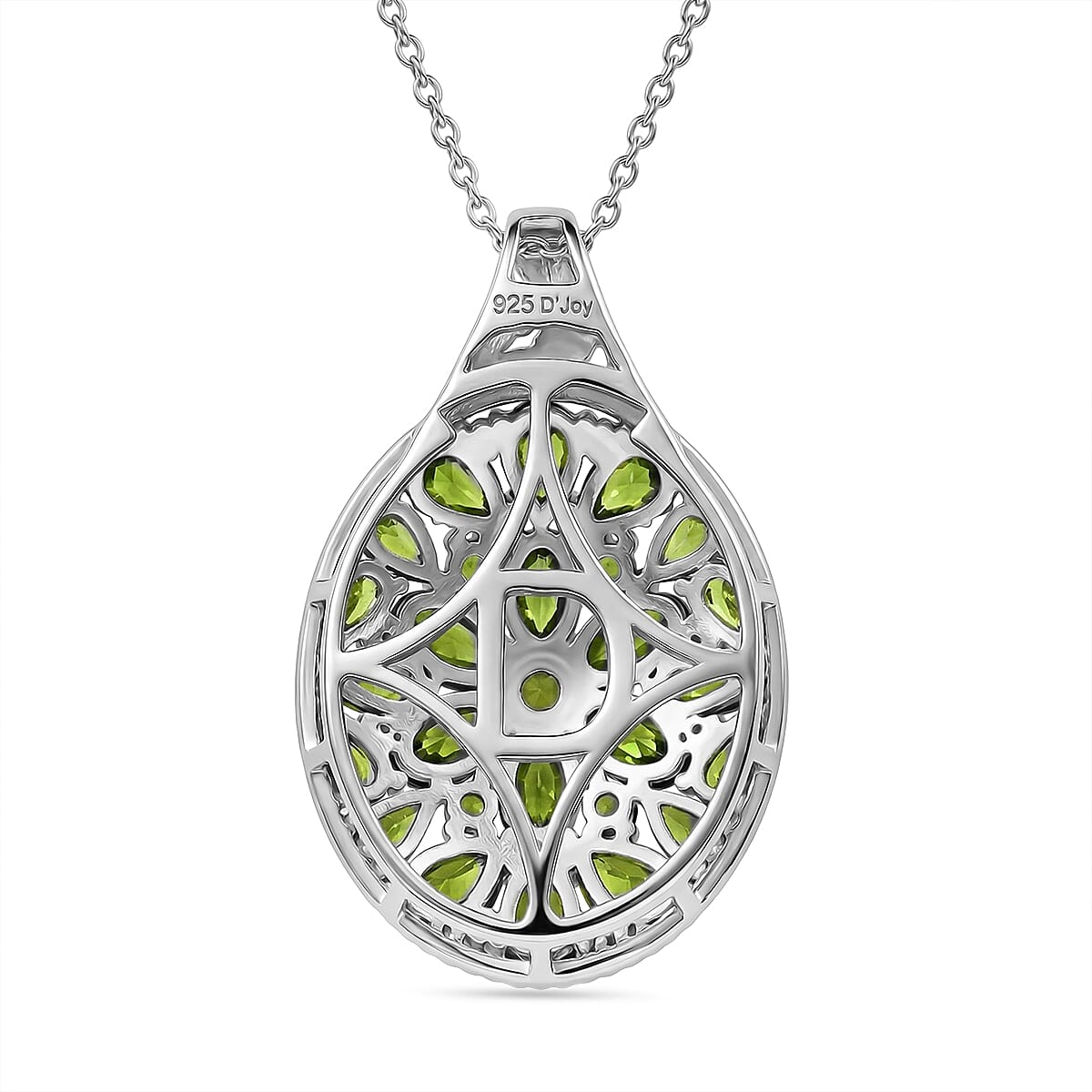 D'Joy Chrome Diopside and White Zircon 8.65 ctw Pendant Necklace in 18K Vermeil YG and Rhodium Over Sterling Silver 20 inches