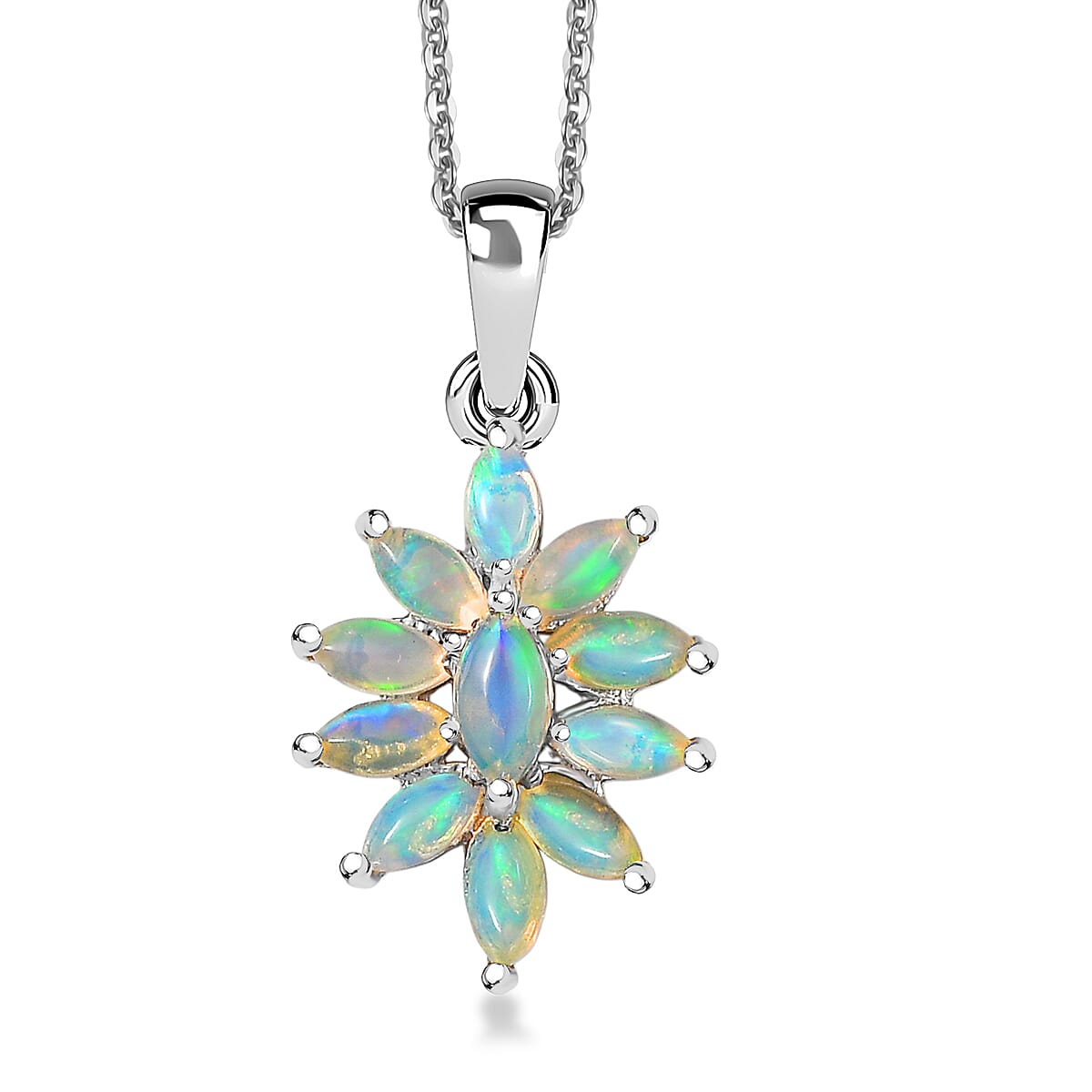 D'Joy Ethiopian Welo Opal 0.60 ctw Pendant Necklace in Rhodium Over Sterling Silver 20 Inches image number 0