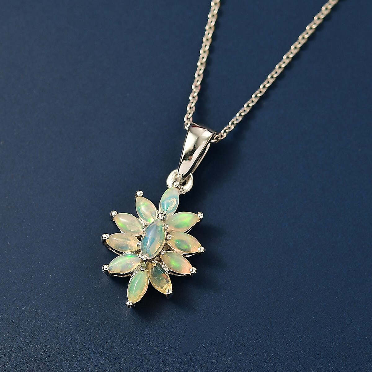 D'Joy Ethiopian Welo Opal 0.60 ctw Pendant Necklace in Rhodium Over Sterling Silver 20 Inches image number 2