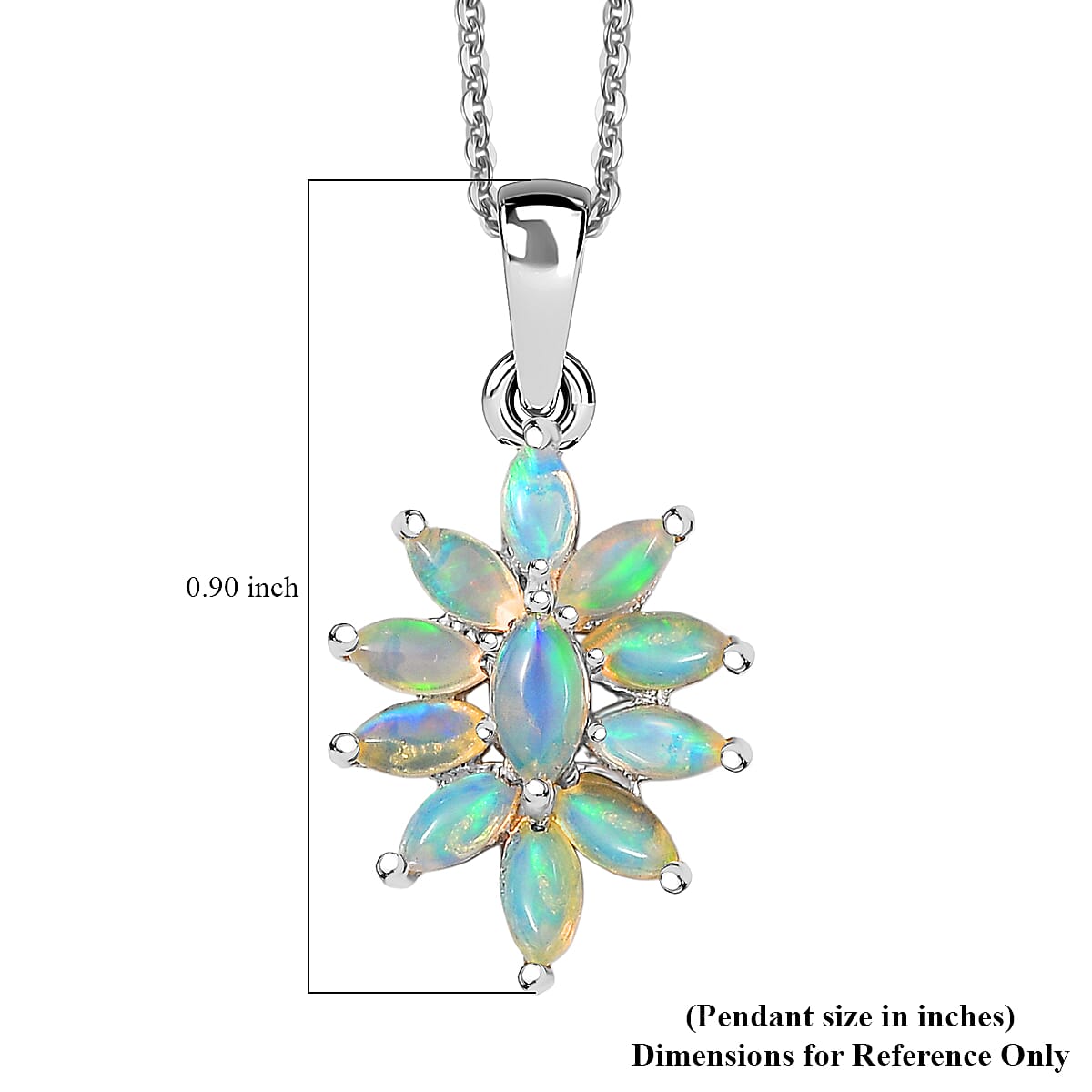 D'Joy Ethiopian Welo Opal 0.60 ctw Pendant Necklace in Rhodium Over Sterling Silver 20 Inches image number 6