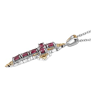Evertrue Niassa Ruby (FF) 2.70 ctw Pendant in 18K Yellow Gold Plated and Platinum Bond with Stainless Steel Necklace 20 Inches