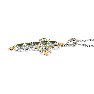 Evertrue Arizona Peridot 1.60 ctw Pendant in 18K Yellow Gold Plated and Platinum Bond with Stainless Steel Necklace 20 Inches