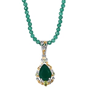 EverTure Verde Onyx, Hebei Peridot Pendant Necklace in Platinum Bond 30.20 ctw (20 Inches)