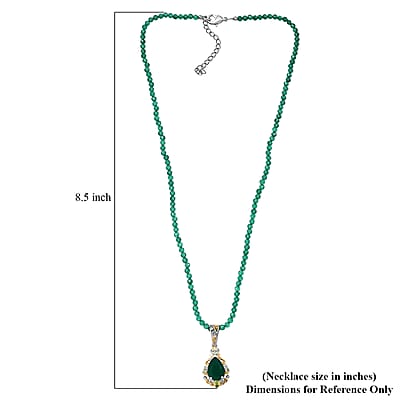 EverTrue Verde Onyx, Hebei Peridot Pendant with Beaded Necklace in 18K YG Plated and Platinum Bond 30.20 ctw (20 Inches)