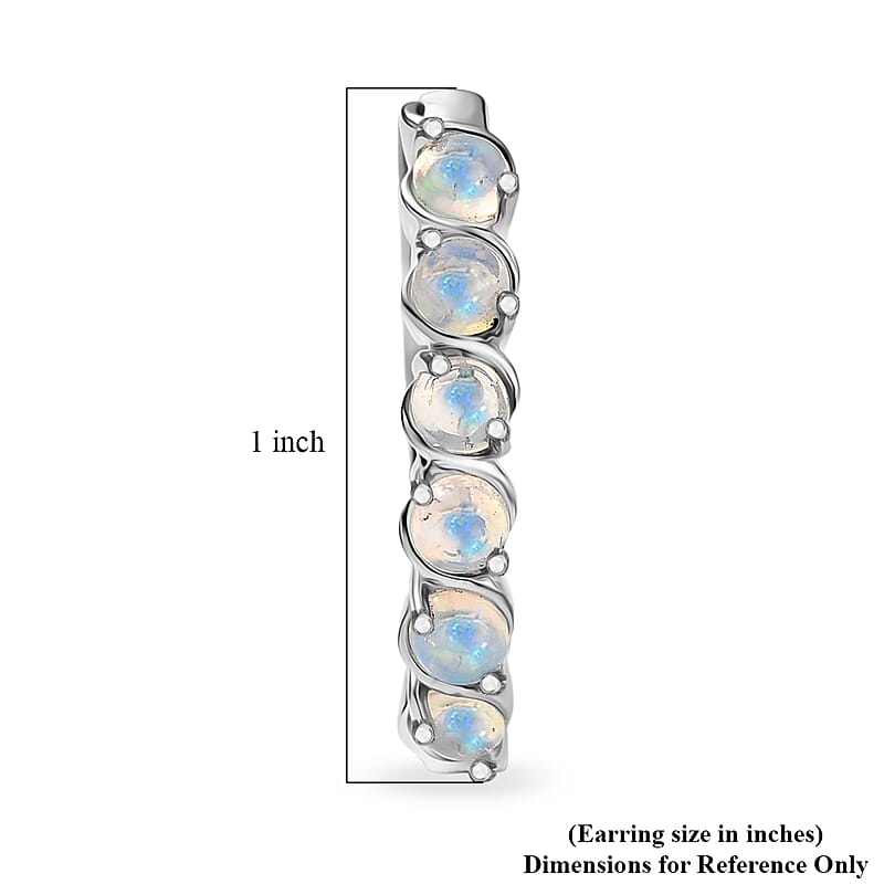 EverTrue Premium Sleeping Beauty Turquoise and Ethiopian Welo Opal 2.30 ctw Set of 2 Hoop Earrings in Platinum Bond