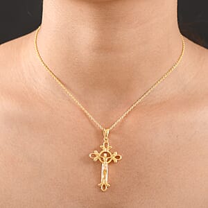 EverTrue Bronzella Collection Cross Pendant in 18K YG Plated Bronze with ION Plated YG Stainless Steel Necklace (20 Inches)