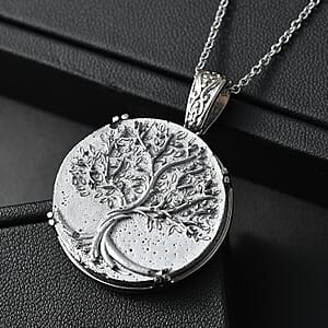 EverTrue Matrix Silver Shungite 25.00 ctw Pendant Necklace in Stainless Steel 20 Inches 