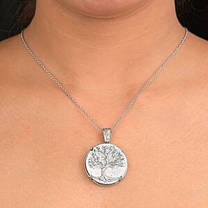 EverTrue Matrix Silver Shungite 25.00 ctw Pendant Necklace in Stainless Steel 20 Inches 