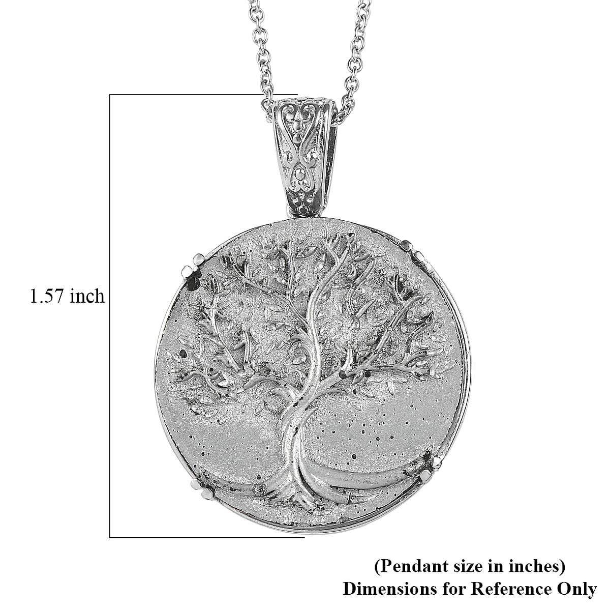 EverTrue Matrix Silver Shungite 25.00 ctw Pendant Necklace in Stainless Steel 20 Inches  image number 6