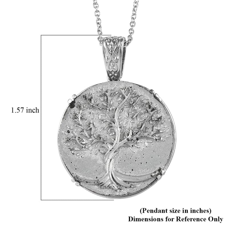 EverTrue Matrix Silver Shungite 25.00 ctw Pendant Necklace in Stainless Steel 20 Inches 