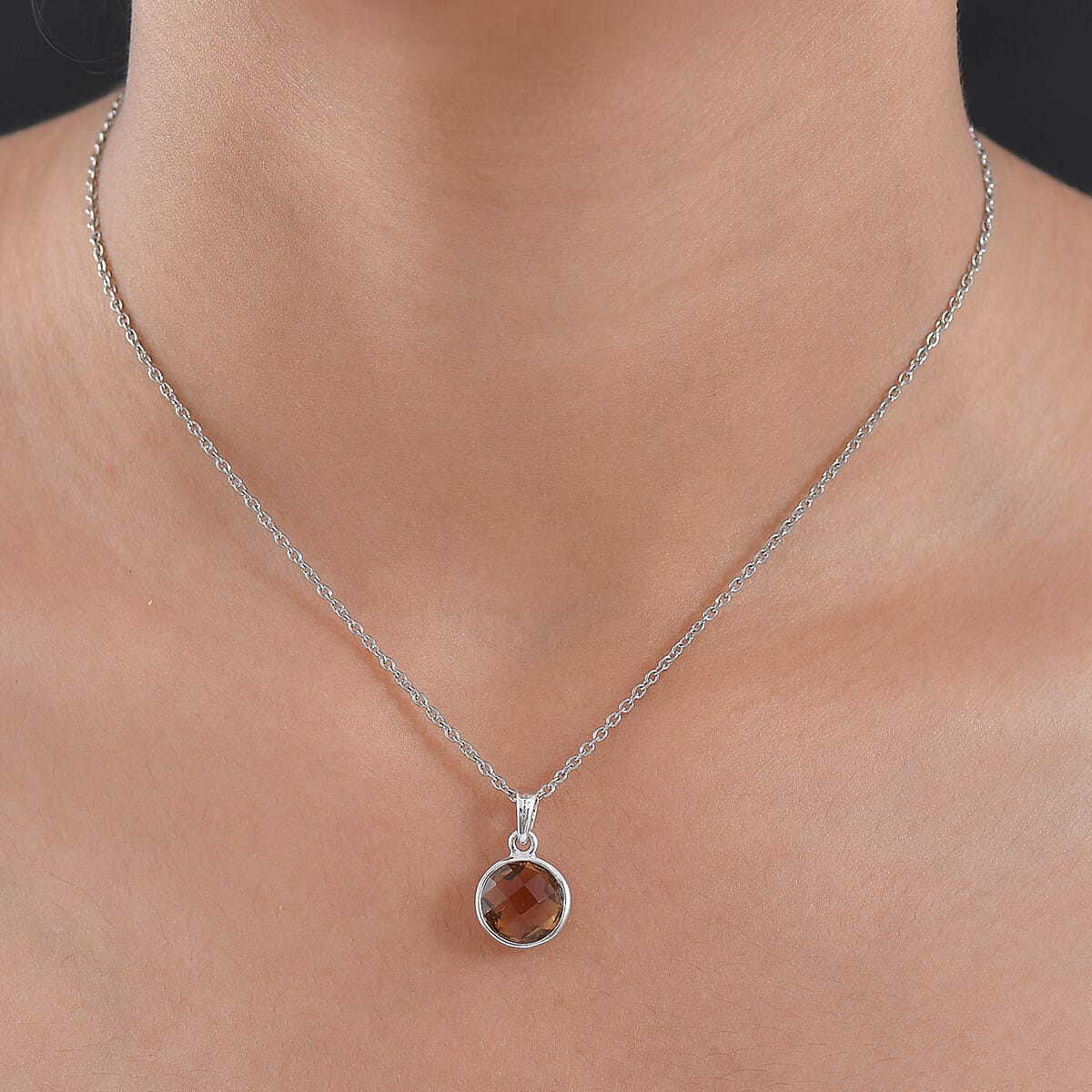 Doorbuster D'Joy Autumn Alexite 3.75 ctw Pendant Necklace in Platinum Over Sterling Silver 20 Inches image number 2