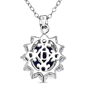 D'Joy Masoala Sapphire (D) and Zircon 6.52 ctw Pendant Necklace in Rhodium Over Sterling Silver 20 Inches