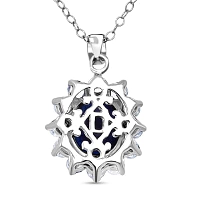 D'Joy Masoala Sapphire (D) and Zircon 6.52 ctw Pendant Necklace in Rhodium Over Sterling Silver 20 Inches