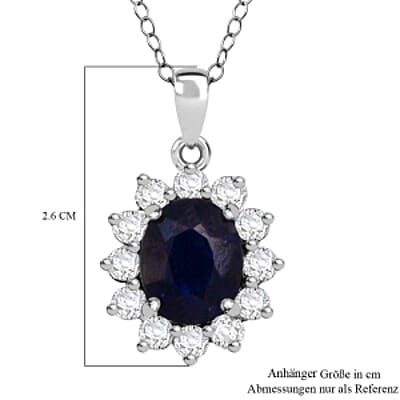 D'Joy Masoala Sapphire (D) and Zircon 6.52 ctw Pendant Necklace in Rhodium Over Sterling Silver 20 Inches