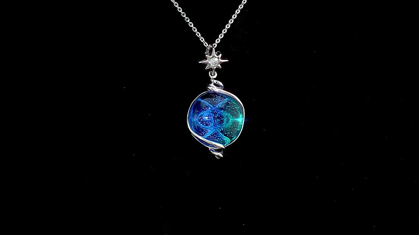 GP Celestial Dream Special Murano Style, White Zircon Pendant Necklace in Rhodium Over Sterling Silver 0.10 ctw (20 Inches) (Del. in 12-15 Days)