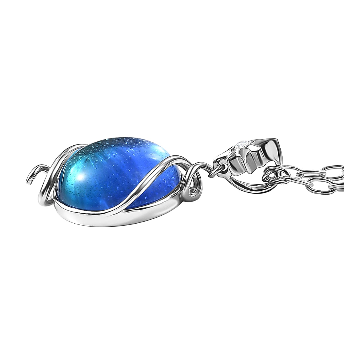 GP Celestial Dream Special Murano Style and White Zircon 0.10 ctw Pendant Necklace in Rhodium Over Sterling Silver 20 Inches (Del. in 12-15 Days)  image number 4