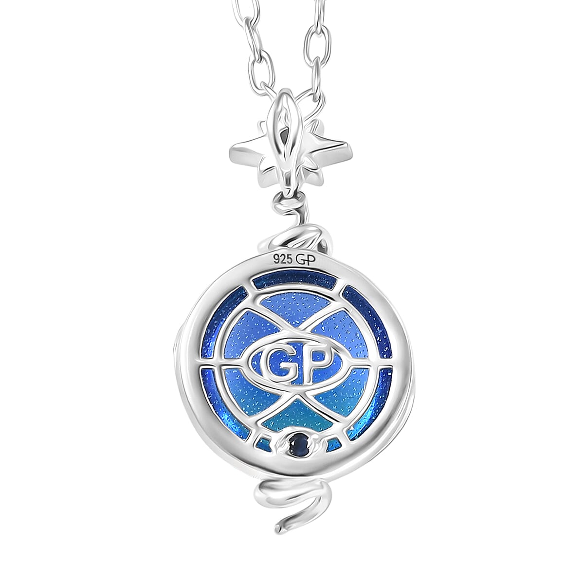GP Celestial Dream Special Murano Style, White Zircon Pendant Necklace in Rhodium Over Sterling Silver 0.10 ctw (20 Inches) (Del. in 12-15 Days)