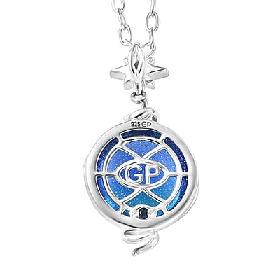 GP Celestial Dream Special Murano Style, White Zircon Pendant Necklace in Rhodium Over Sterling Silver 0.10 ctw (20 Inches)