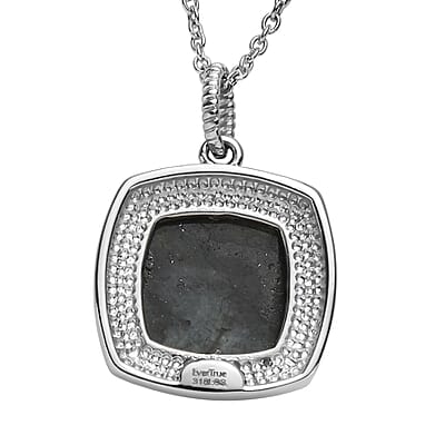 EverTrue Malagasy Labradorite 10.90 ctw Pendant Necklace in Stainless Steel 20 Inches