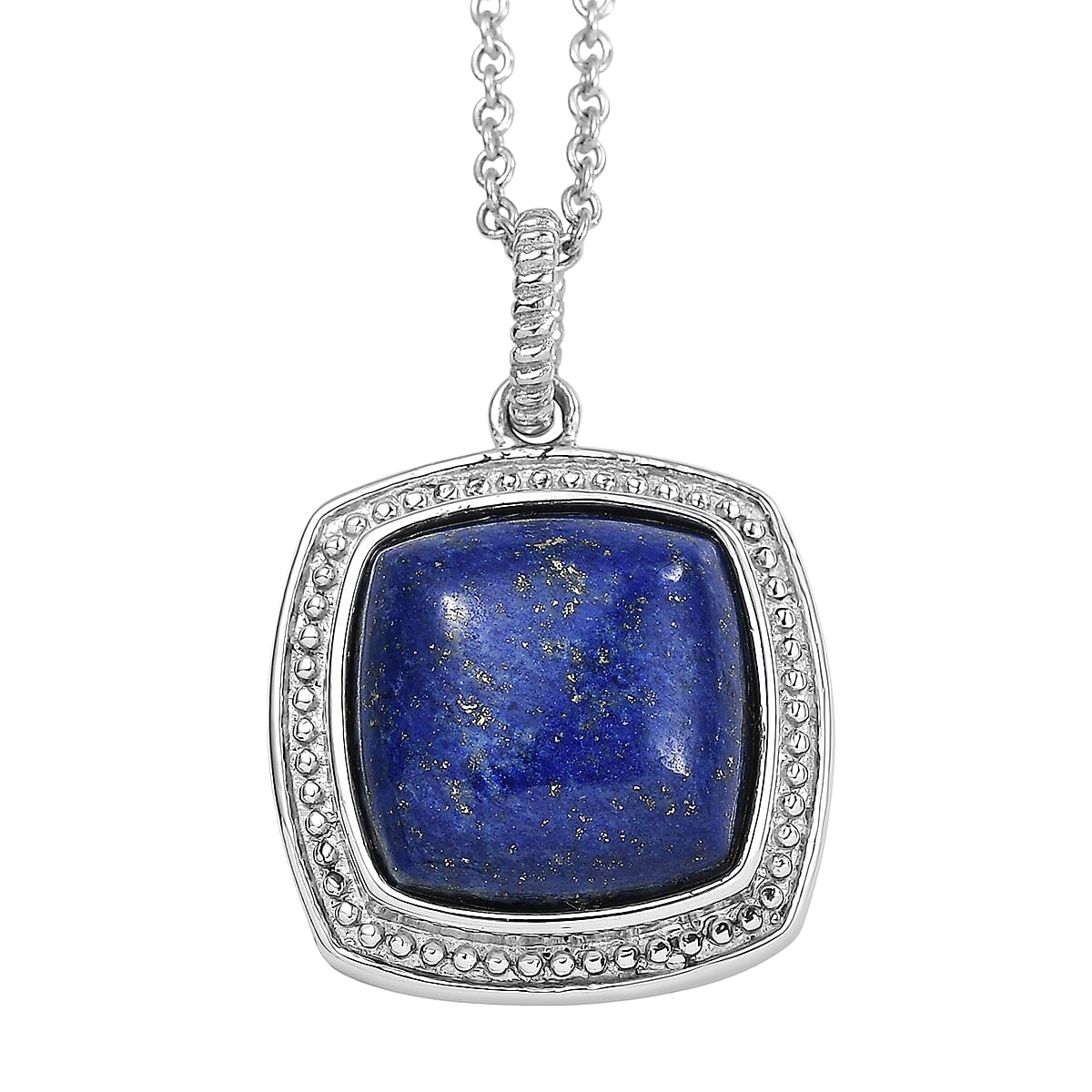 EverTrue Lapis Lazuli 10.60 ctw Pendant Necklace in Stainless Steel 20 Inches