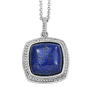 EverTrue Lapis Lazuli 10.60 ctw Pendant Necklace in Stainless Steel 20 Inches 