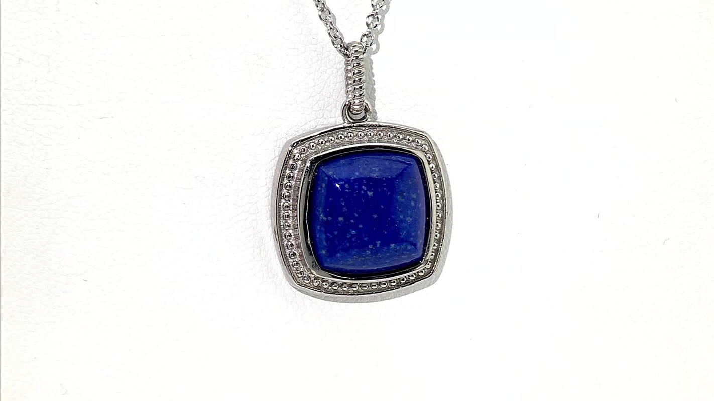 EverTrue Malagasy Labradorite 10.90 ctw Pendant Necklace in Stainless Steel 20 Inches
