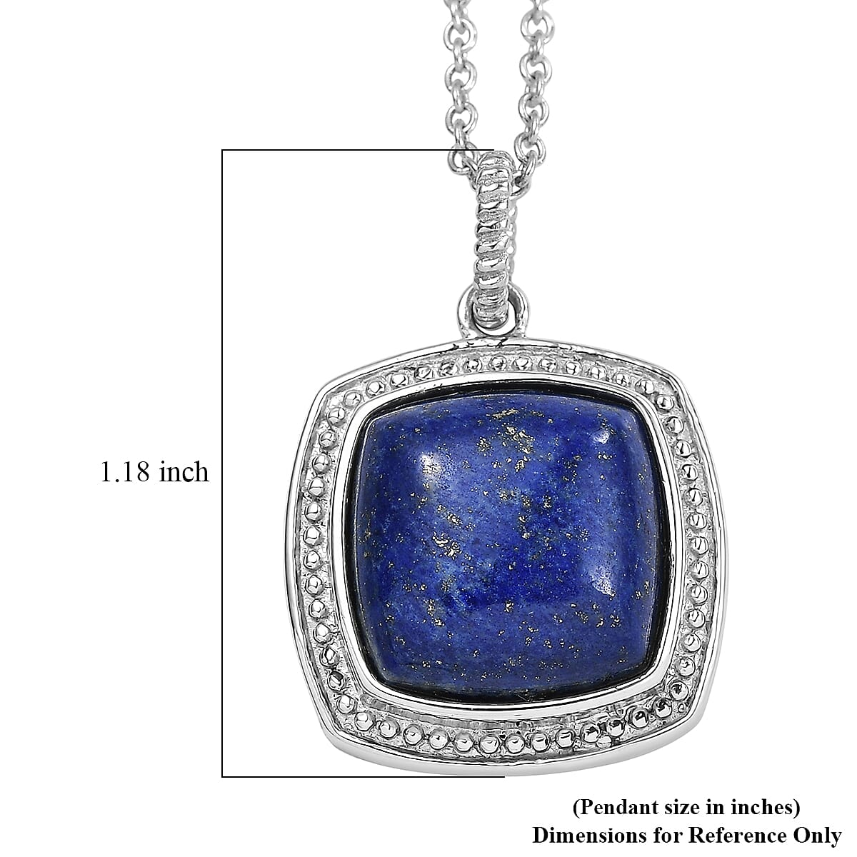 EverTrue Lapis Lazuli 10.60 ctw Pendant Necklace in Stainless Steel 20 Inches