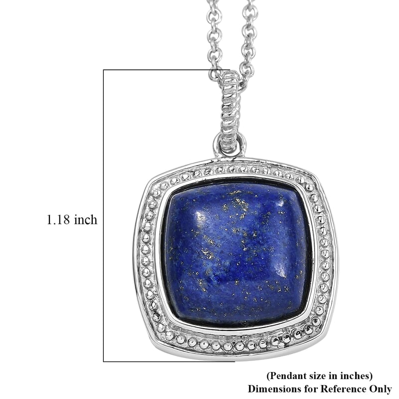 EverTrue Lapis Lazuli 10.60 ctw Pendant Necklace in Stainless Steel 20 Inches