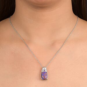 EverTrue Mojave Purple Turquoise and African Amethyst 6.25 ctw Pendant Necklace in Stainless Steel 20 Inches 