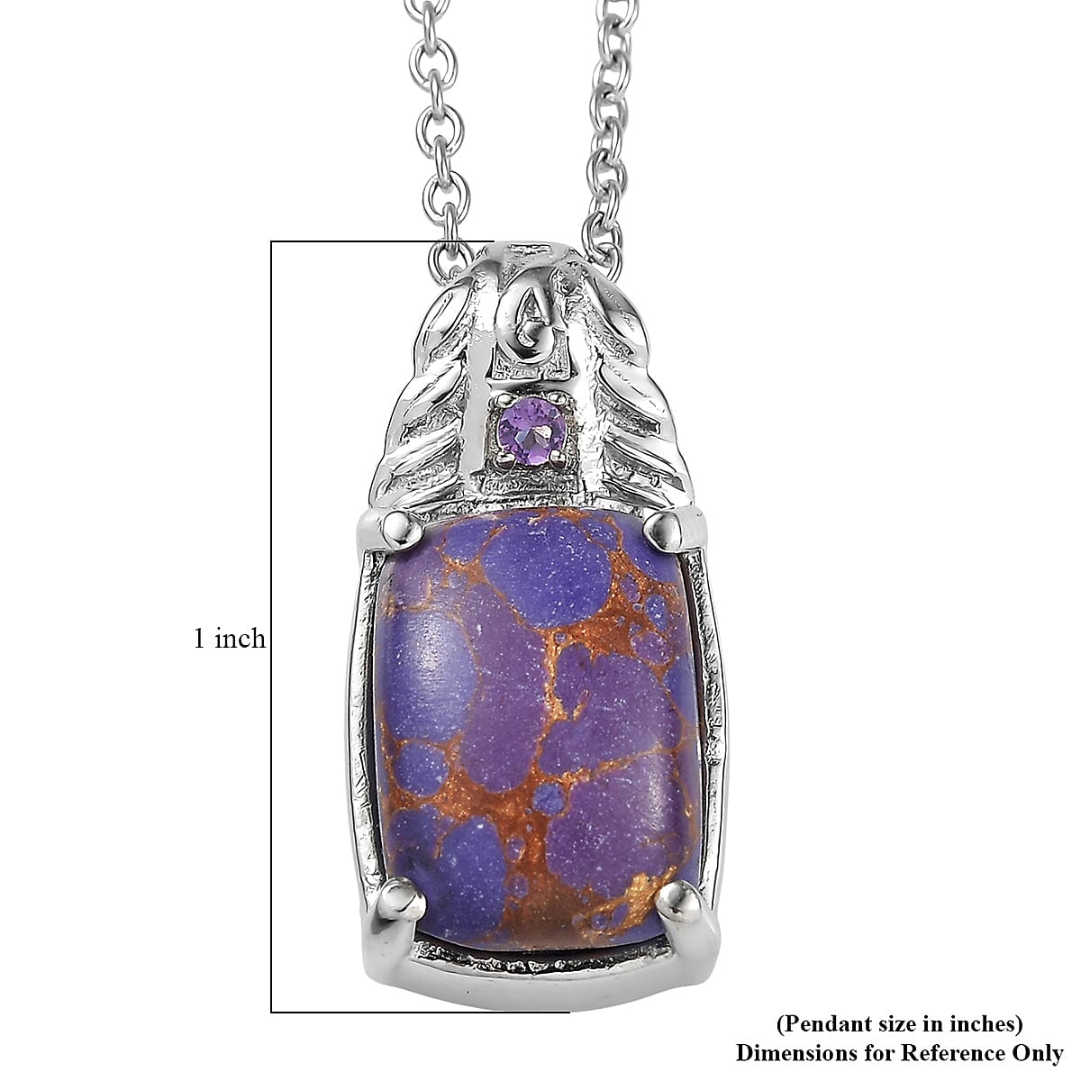 EverTrue Mojave Purple Turquoise and African Amethyst 6.25 ctw Pendant Necklace in Stainless Steel 20 Inches  image number 6