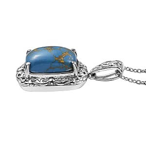 EverTrue Mojave Blue Turquoise 9.65 ctw Pendant Necklace in Stainless Steel 20 Inches