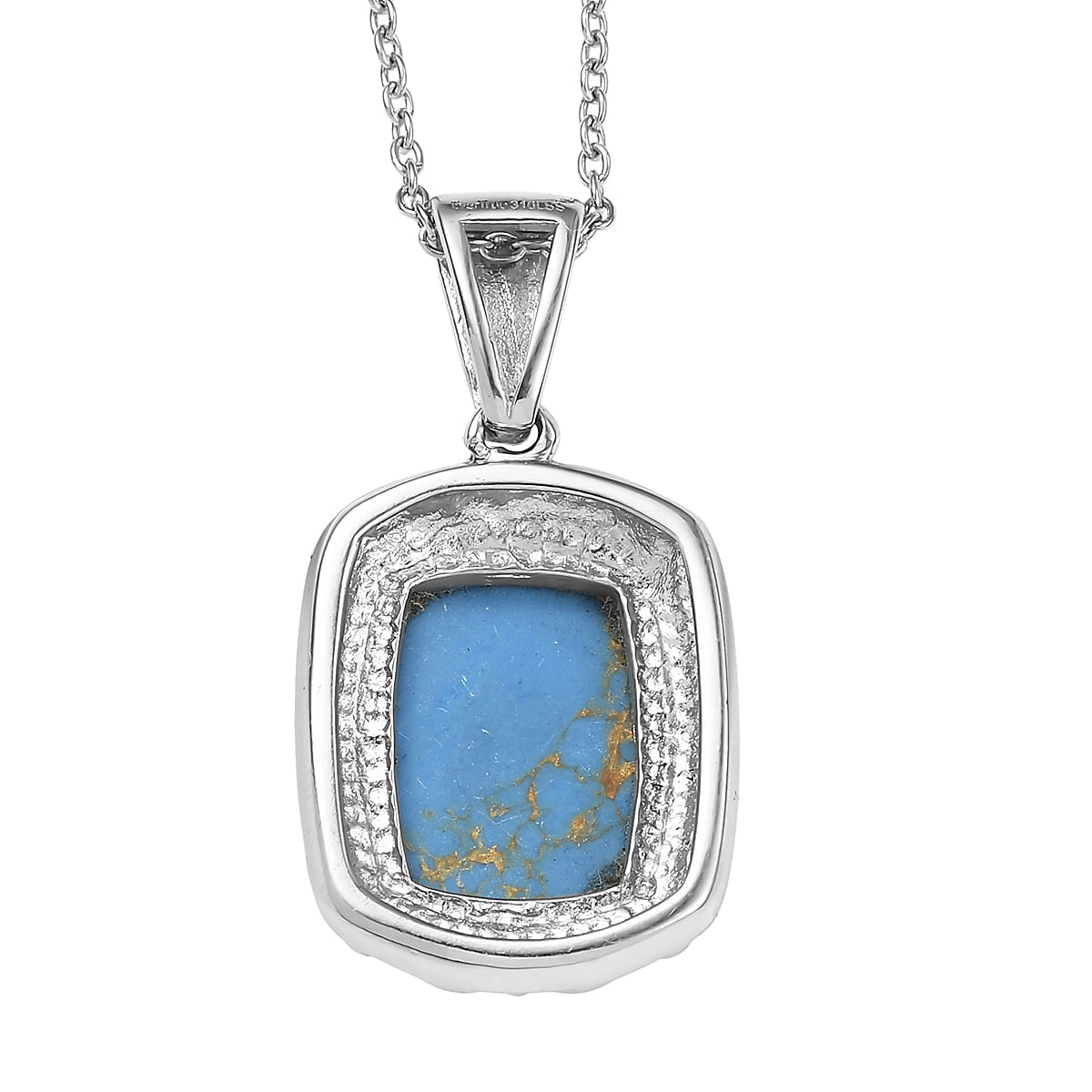 EverTrue Mojave Blue Turquoise 9.65 ctw Pendant Necklace in Stainless Steel 20 Inches image number 4
