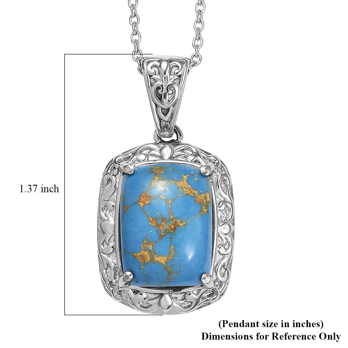 EverTrue Mojave Blue Turquoise 9.65 ctw Pendant Necklace in Stainless Steel 20 Inches image number 6