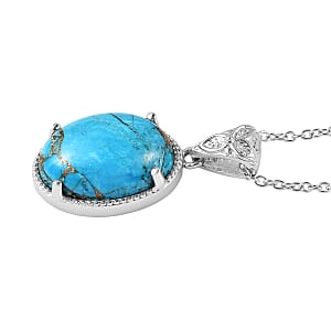 EverTrue Chestnut Brine Turquoise 10.75 ctw Pendant Necklace in Stainless Steel 20 Inches 
