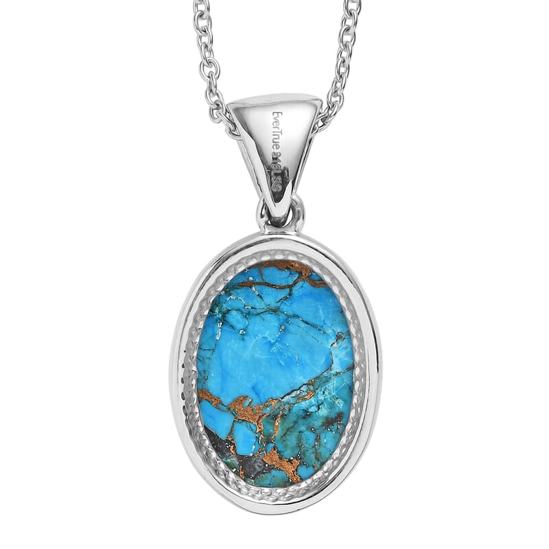 EverTrue Chestnut Brine Turquoise 10.75 ctw Pendant Necklace in Stainless Steel 20 Inches