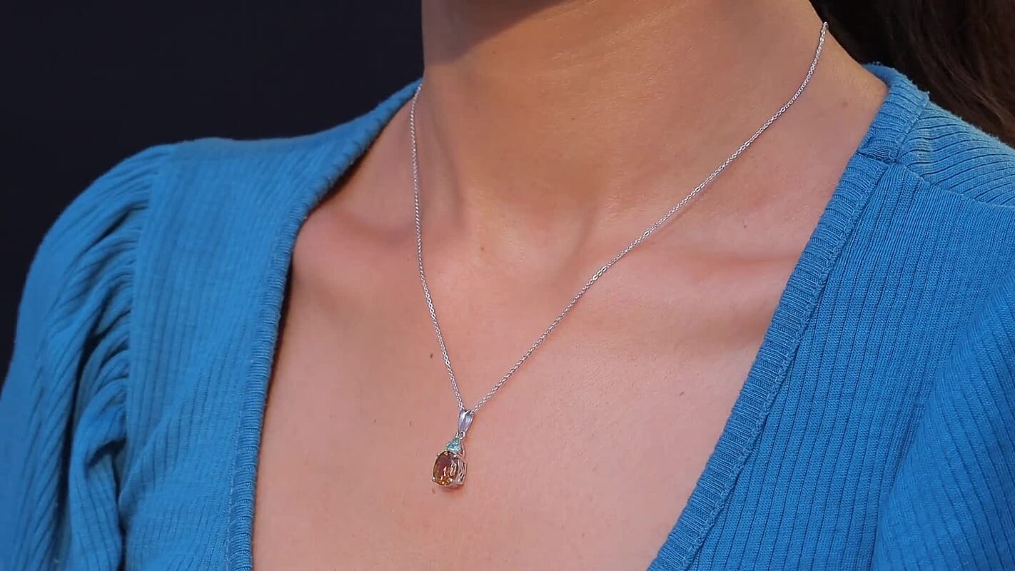 D'Joy Autumn Alexite and Kagem Zambian Emerald 2.00 ctw Oval Art Deco Pendant Necklace in Platinum Over Sterling Silver 20 Inches