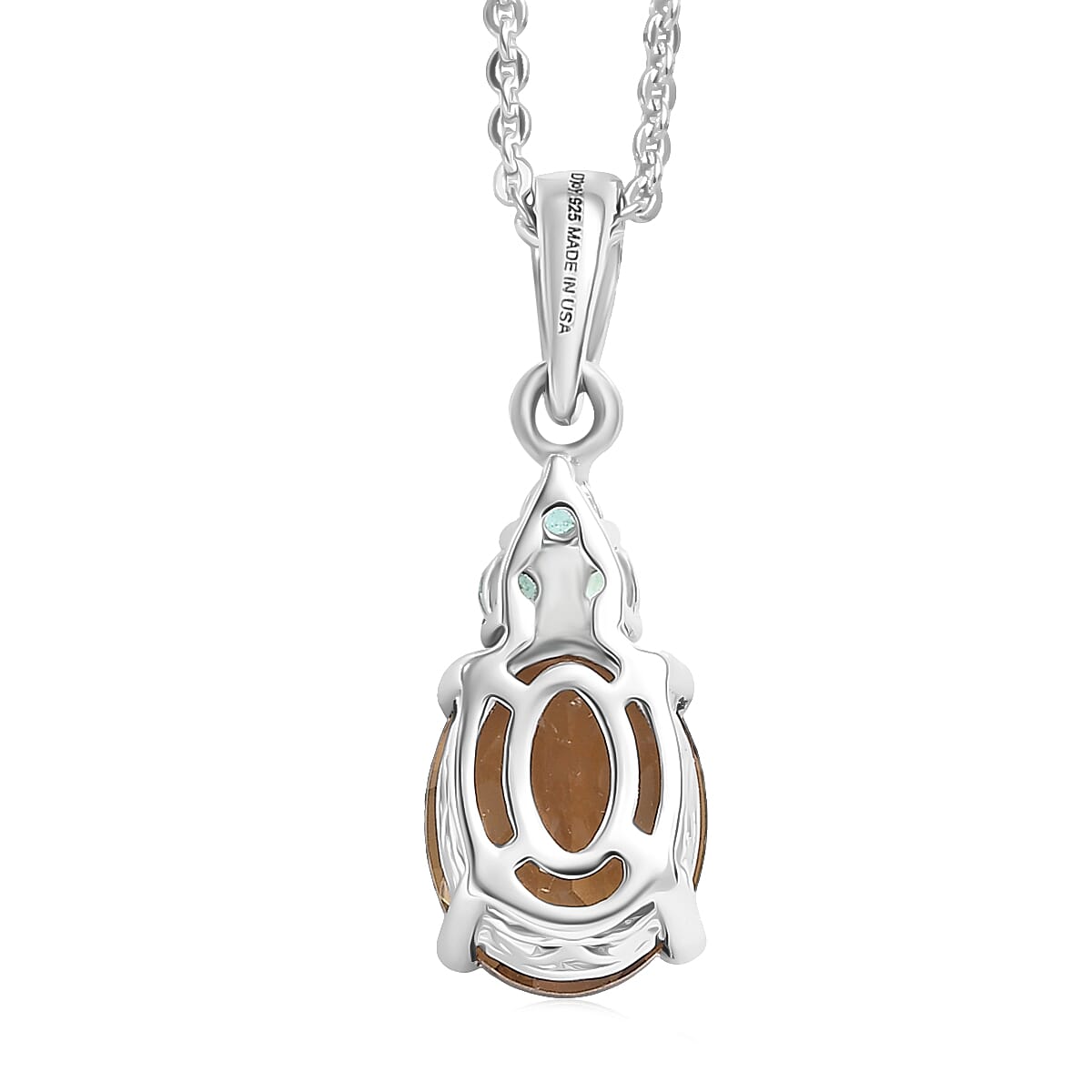 Doorbuster D'Joy Autumn Alexite and Kagem Zambian Emerald 2.00 ctw Pendant Necklace in Platinum Over Sterling Silver 20 Inches image number 4