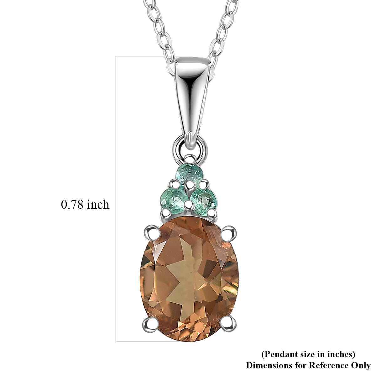 Doorbuster D'Joy Autumn Alexite and Kagem Zambian Emerald 2.00 ctw Pendant Necklace in Platinum Over Sterling Silver 20 Inches image number 5