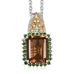 Doorbuster EverTrue Autumn Alexite and Multi Gemstone 4.80 ctw Pendant in 18K YG Plated and Platinum Bond with Stainless Steel Necklace 20 Inches