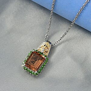 EverTrue Autumn Alexite, Multi Gemstone Pendant in 18K YG Plated and Platinum Bond with Stainless Steel Necklace 4.80 ctw (20 Inches)